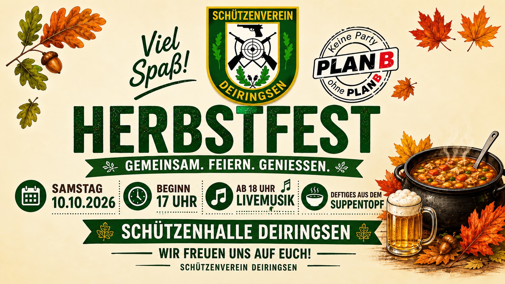 Herbstfest am 10. Oktober 2026 in der Schützenhalle Deiringsen